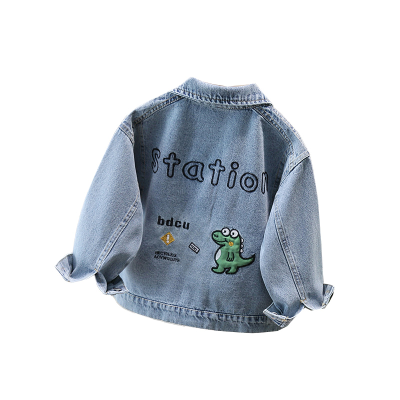 Baby Clothing Sets Boy - かわいいスタイルベビー子供デニムジャケット恐竜子供のための少年少女カジュアルジーンズコート素敵な赤ちゃん恐竜衣装服 2-11 T
