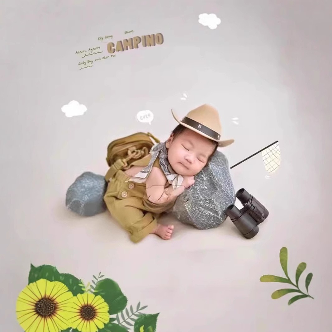 Baby Clothing Sets Boy - 新生児の写真撮影の小道具衣装ブレース男の子コスプレメガネカウボーイハット赤ちゃんの写真撮影の小道具アクセサリー