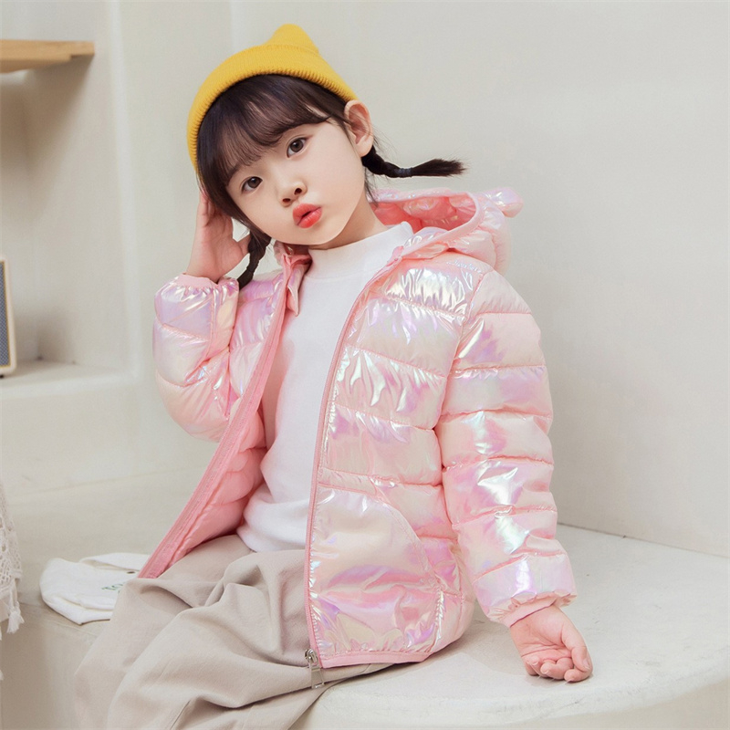 フード付き軽量ダウンジャケット,滑らかな表面生地,暖かいアウ - Baby Clothing Zipper のレビューと価格