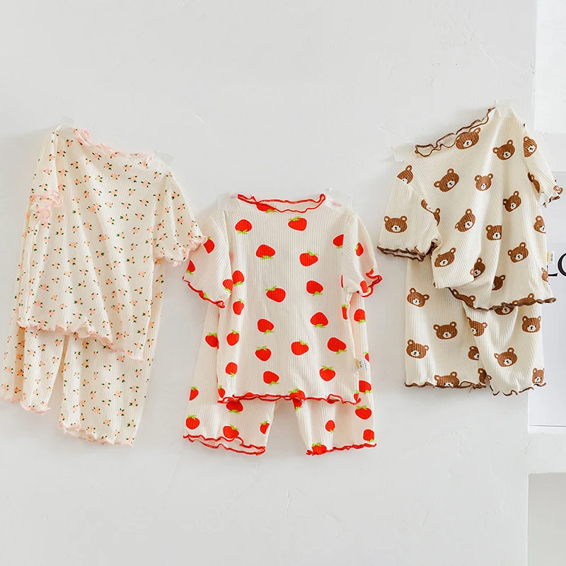 2026 夏綿漫画カジュアルパジャマセットベビー服女の子男の - Baby Clothing Bundles のレビューと価格