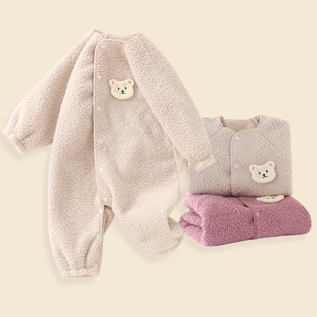 冬のベビージャンプスーツフリース裏地付き厚みのあるワンピース - Baby Clothing Bundles のレビューと価格