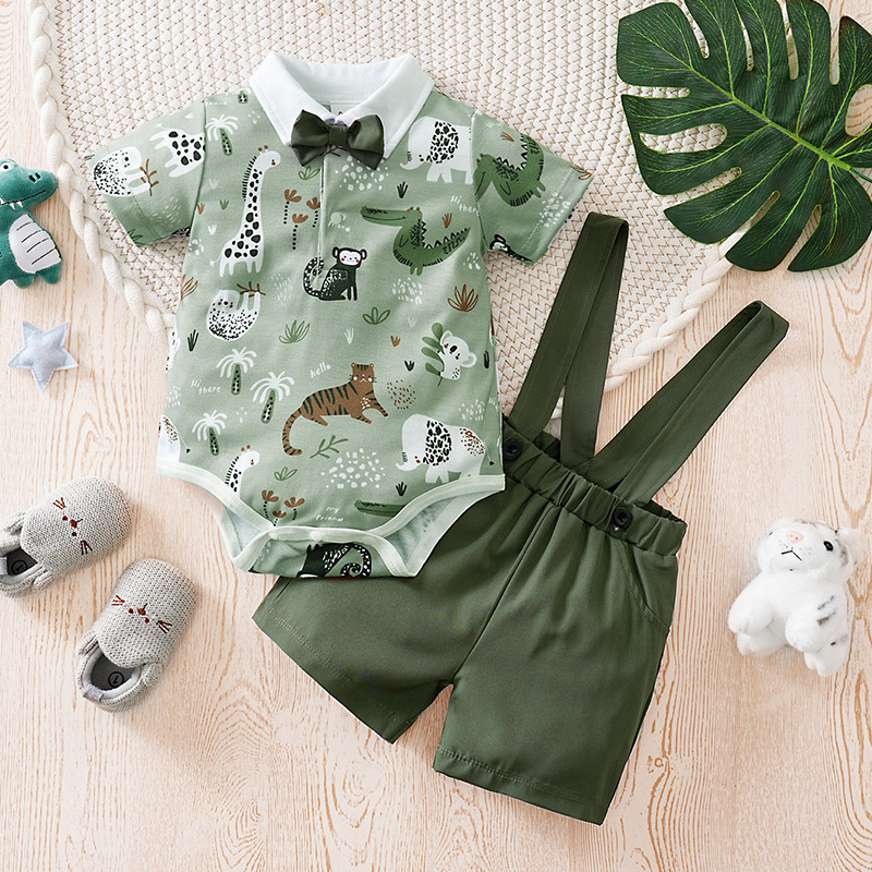 新生児男の子服セット動物 - グリーンプリントファッション夏 - Baby Clothing Bundles のレビューと価格
