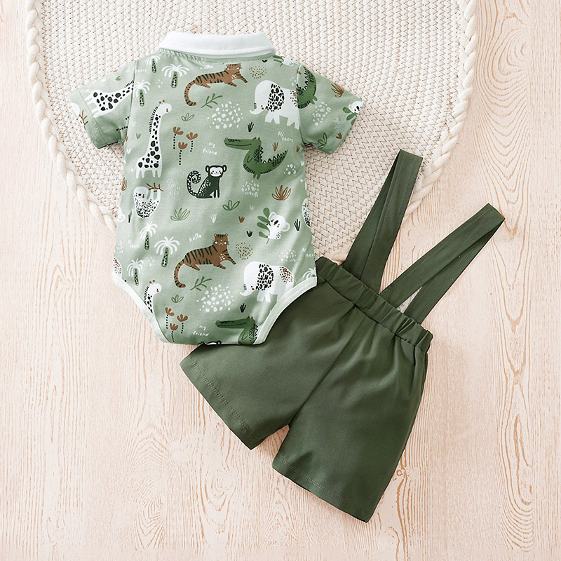 新生児男の子服セット動物 - グリーンプリントファッション夏 - Baby Clothing Bundles のレビューと価格