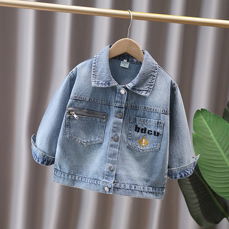 かわいいスタイルベビー子供デニムジャケット恐竜子供のための少 - Baby Clothing Sets Boy のレビューと価格