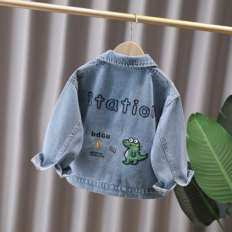 かわいいスタイルベビー子供デニムジャケット恐竜子供のための少 - Baby Clothing Sets Boy のレビューと価格