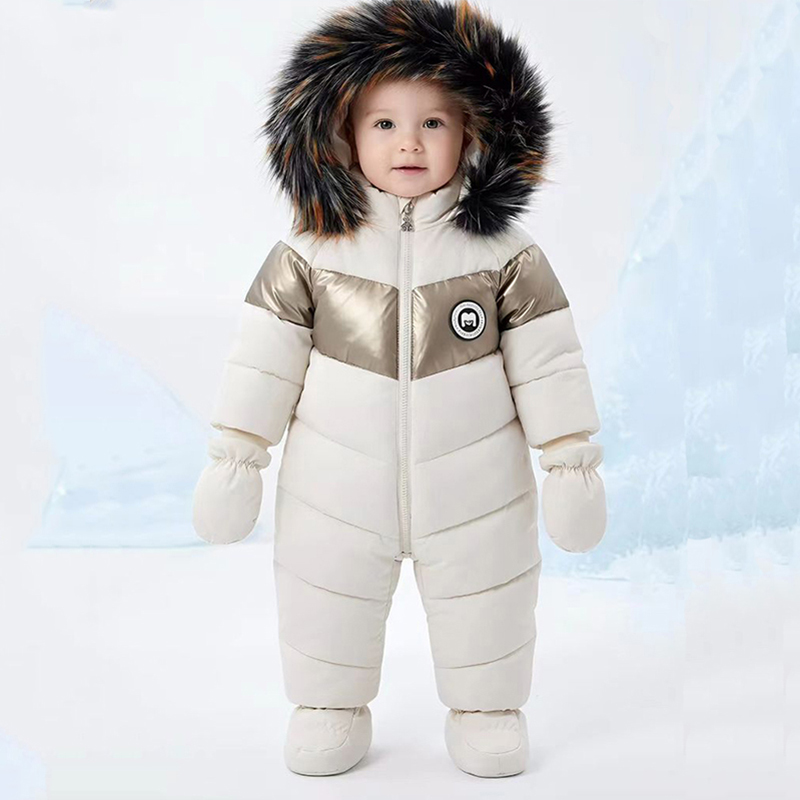 冬新生児ロンパース手袋付き暖かい厚みのある女の赤ちゃん服フー - Baby Clothing Sets Boy のレビューと価格